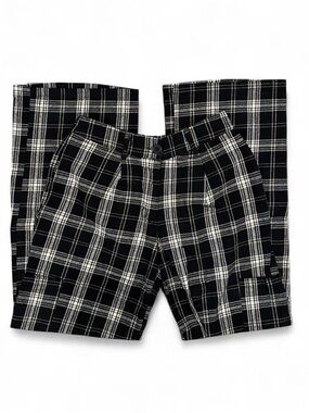 Women’s Forever 21 Plaid Black/White/Yellow Wide Leg Pants Size Medium